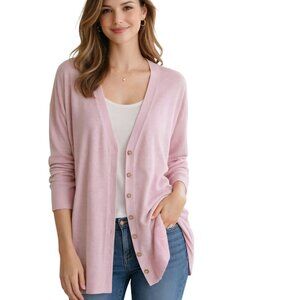 Talbots Girlfriend Cardigan Sweater Long Line Slit Sides V-neck Plussize Size 1X